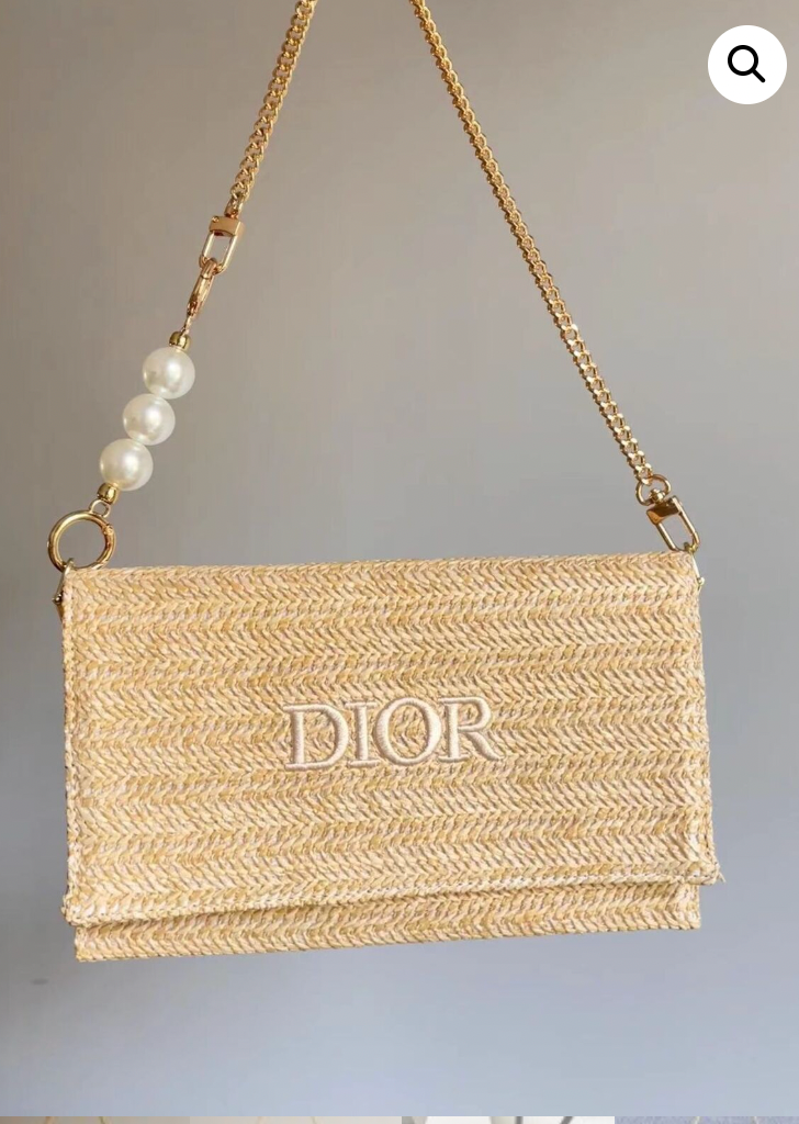 Dior straw bag with chain